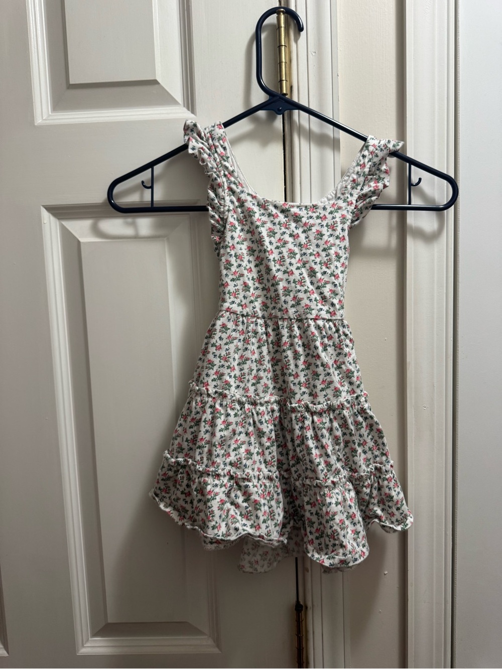 Ralph Lauren Girls' Floral Ruffle Tiered Dress - White with Pink Flowers